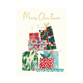 Julekort Ling design 8 stk. m. konvolut hvid m. gaver